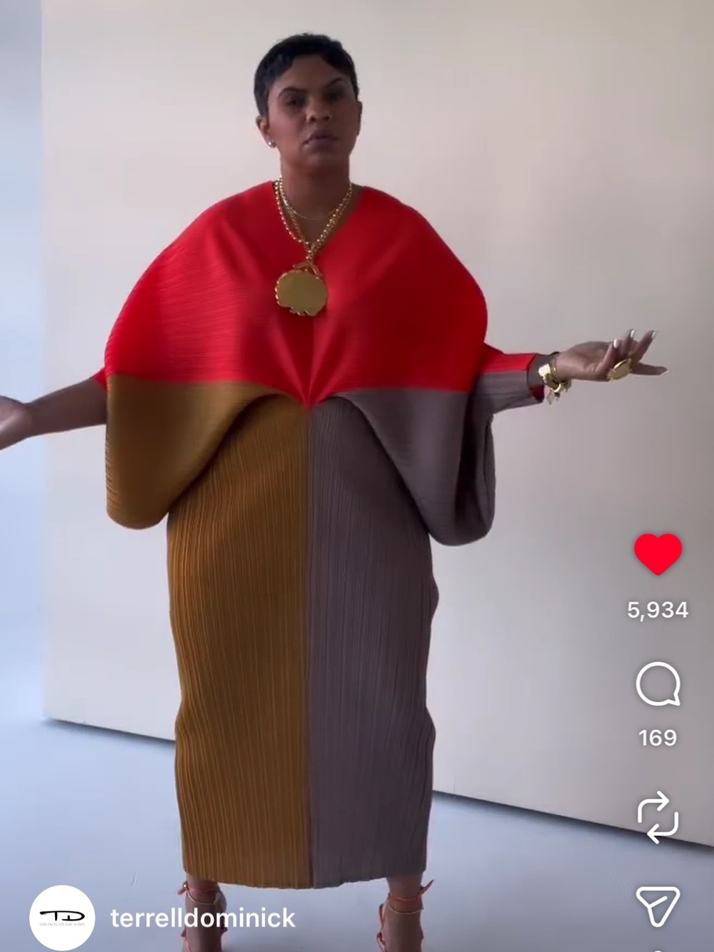 Colorblock Maxi Pleated Dress in Orange, Mustard & Taupe
